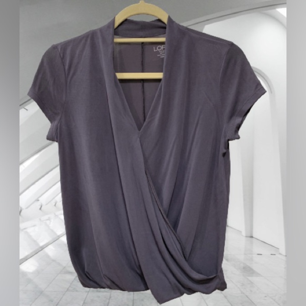 size XXS petite Ann Taylor LOFT Outlet Women Gray Short Sleeve Top